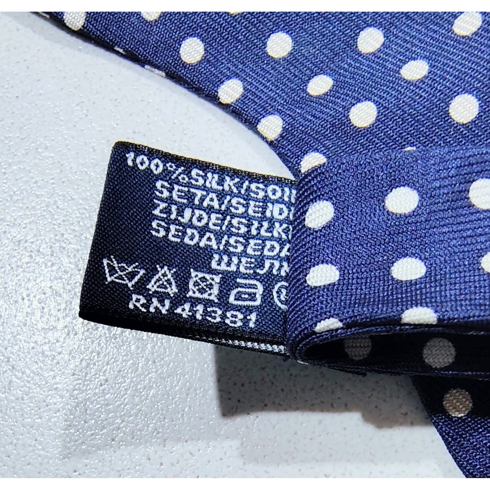 Polo Ralph Lauren Polka Dot Silk Bow Tie Blue Mens Made In Italy Adjustable - Picture 4 of 6